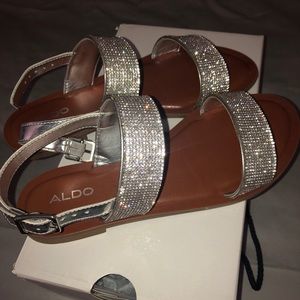 Aldo Sliver Sparkle Sandals Sz 7.5 Fairly New